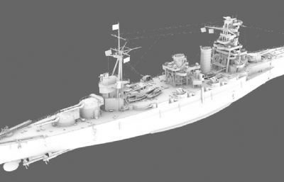 日本联合舰队秒义级战列舰3D模型,MAX,FBX,OBJ格式模型