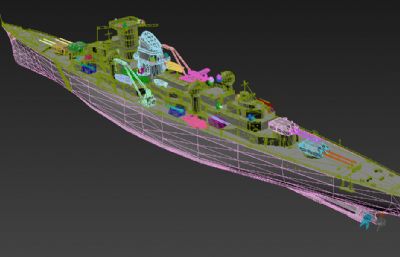 希佩尔海军上将级重巡洋舰3D模型,MAX,OBJ格式