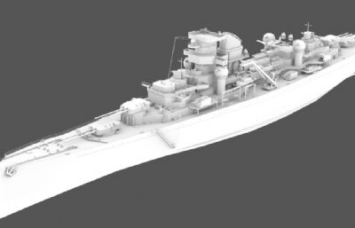 希佩尔海军上将级重巡洋舰3D模型,MAX,OBJ格式