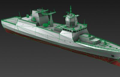 德国海军巴登-符腾堡级护卫舰3D简模,MAX,OBJ格式