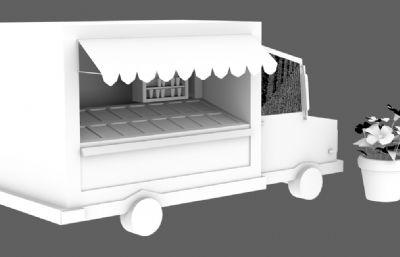 小吃车,冰淇淋车OBJ模型