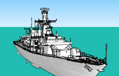 23型公爵级诺福克号护卫舰su模型,还有STL格式