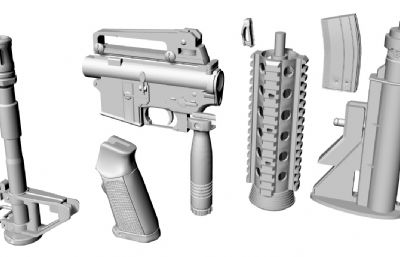 M4卡宾枪,可3D打印,8个STL文件