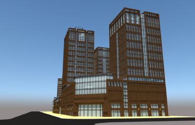 现代标准办公大楼,高楼su模型