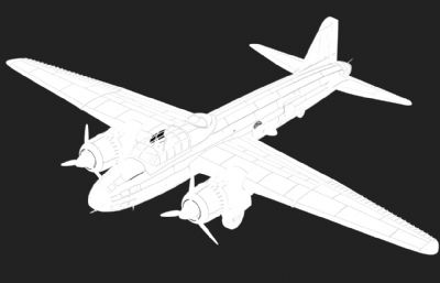 日本一式轰炸机3D模型,无贴图