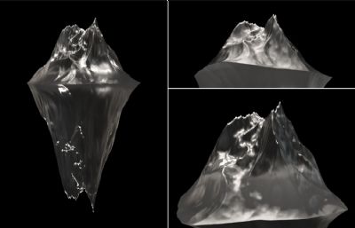 真实冰山效果C4D模型,精细结构,Octane渲染