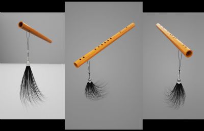有玉带流苏的木质笛子C4D写实模型