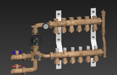 地暖分水器,配,集水装置3D模型