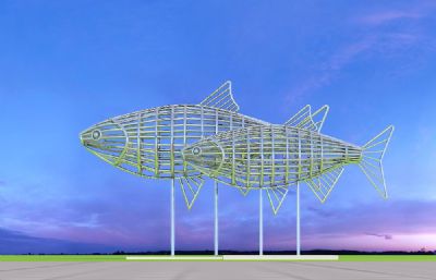 不锈钢双鱼小鱼雕塑设计3D模型