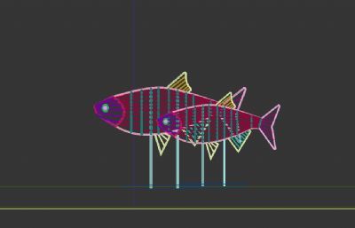 不锈钢双鱼小鱼雕塑设计3D模型