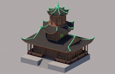 文昌阁寺庙su模型