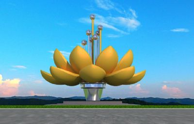 金莲花雕塑设计3D模型