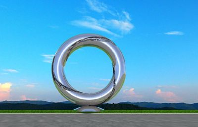 不锈钢鱼群圆环形状雕塑设计