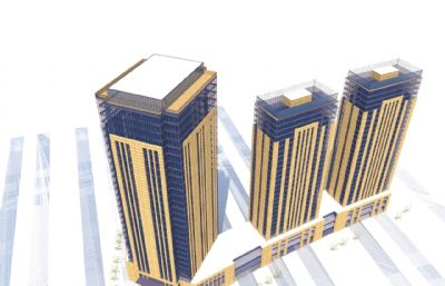 三栋办公大楼su模型