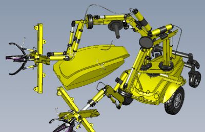四轮机械爪机器设备STP格式模型