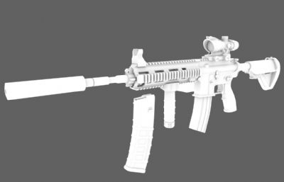 M416八倍镜步枪，吃鸡枪械3D模型