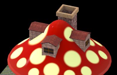 蘑菇小屋，蘑菇小房子3D模型OBJ格式