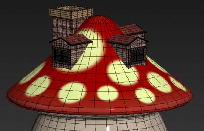 蘑菇小屋，蘑菇小房子3D模型OBJ格式