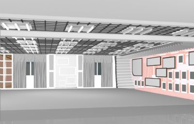 展览室,展馆内部一角3D模型素模