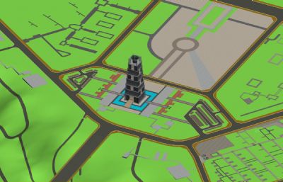 揽月城及周边地形3D模型
