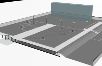 乡政府绿化广场3D模型素模