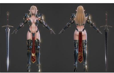 PBR高质量精灵女战士模型，MAX,FBX,MA,OBJ等多种格式，有UE4工程文件(网盘下载)