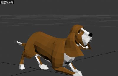 卡通Low Poly猎狗3D游戏模型，有动画，MAX,FBX,OBJ,3DS等格式
