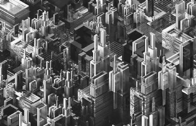 大都市，繁华城市建筑C4D模型