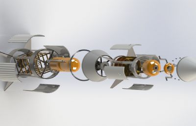 单级火箭，火箭发射器solidworks图纸模型