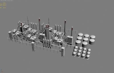 化工厂罐体管道3D模型