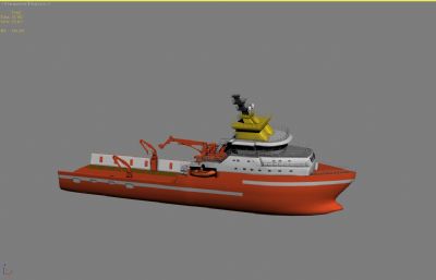 深水三用工作船3D模型