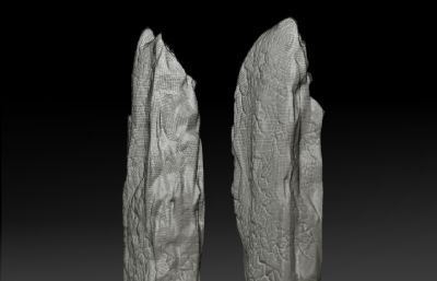 两个石雕柱子，石柱ZTL格式模型，高精模和低模，用作沙盘模型可刻字