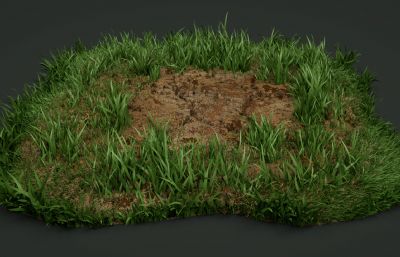 写实的次时代土地,草地3D模型，MAX，OBJ格式