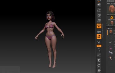 动画卡通风格的内衣女孩人体模型，ZTL格式