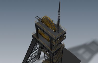 煤矿提升机外观STP格式模型