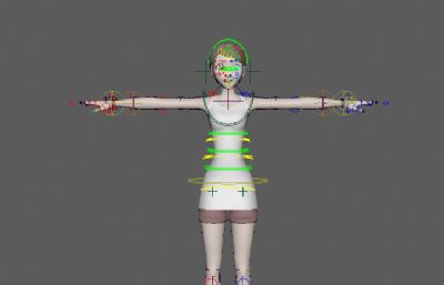 年轻女子maya模型,带绑定