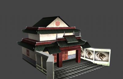中国古代城隍庙单体建筑maya模型