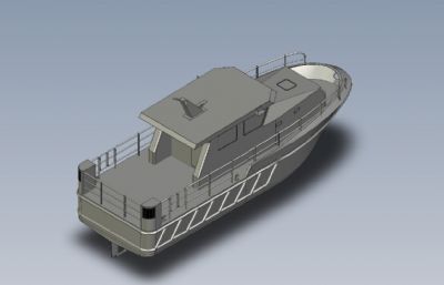 11米长的小型测量船,测绘船STEP格式模型