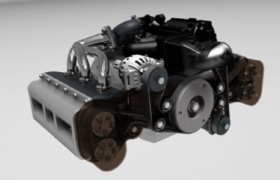6缸汽车发动机图纸模型,IGS格式
