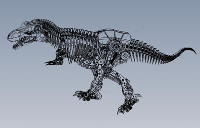 精细仿生机械恐龙solidworks图纸模型