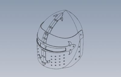 骑士钢盔头盔图纸模型,STEP格式