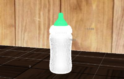 木桌上的奶瓶maya模型