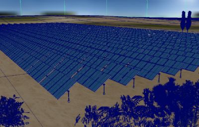 沙漠地区太阳能发电场景maya模型