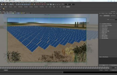 沙漠地区太阳能发电场景maya模型