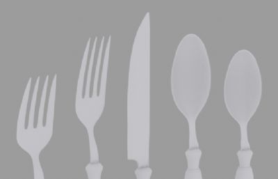 刀叉勺子,餐具OBJ模型