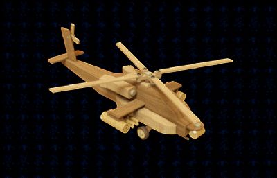 阿帕奇直升机木制立体拼图玩具图纸模型,FBX,IGS,OBJ,STEP等格式