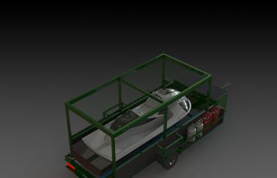 游艇拖车挂车图纸模型,IGS格式