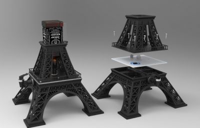 埃菲尔铁塔造型的红酒倒酒器stp格式模型