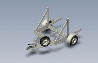 机场行李物资运输拖车模型,IGS格式