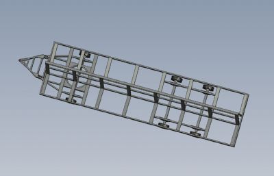 钢结构双面加长版拖车模型,IGS格式